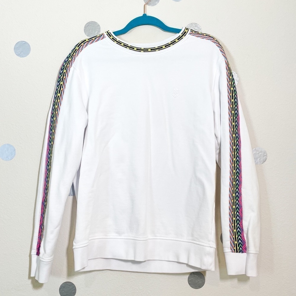Love Moschino Sweatshirt with Rainbow Embroidery on Sleeves and Neckline